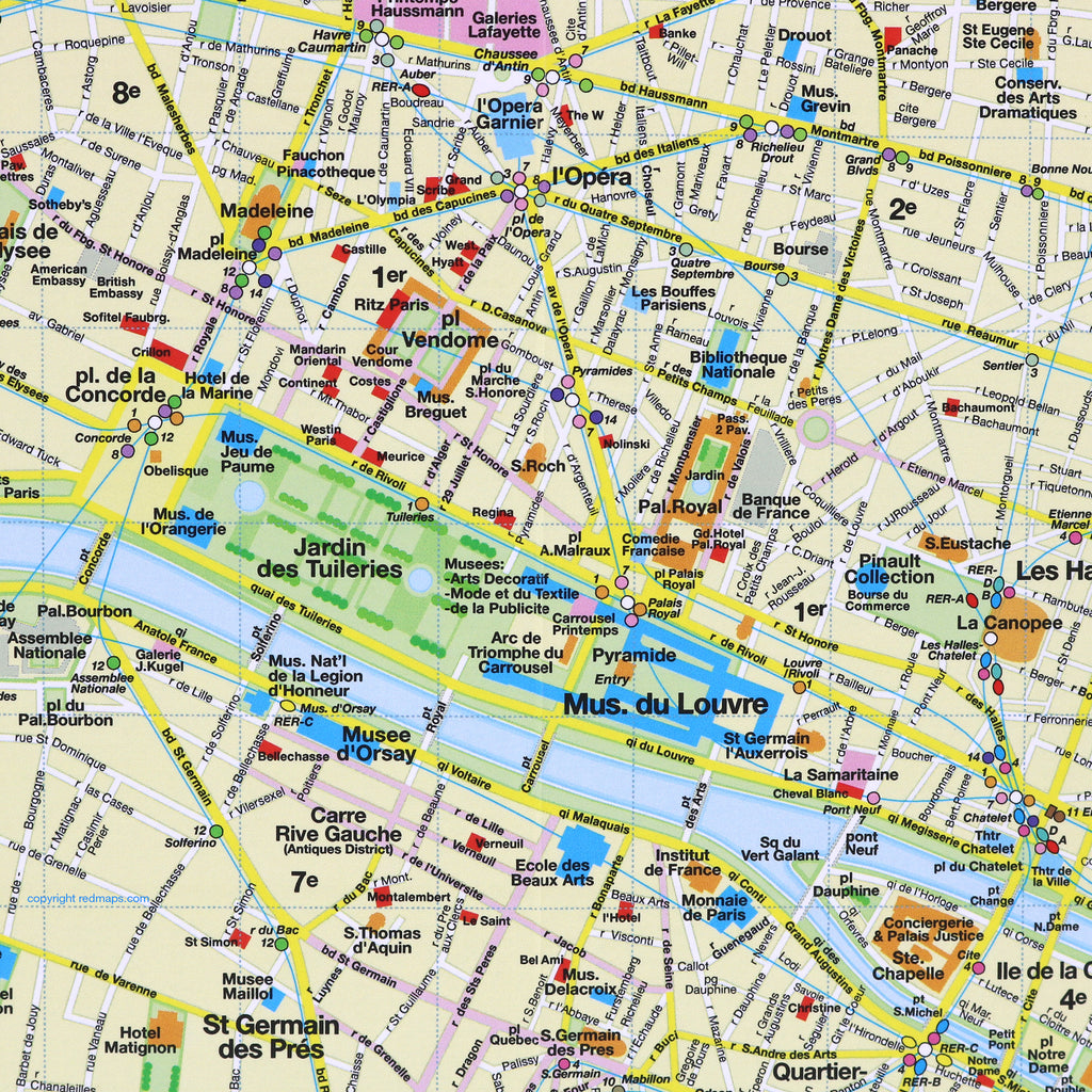 Paris Historic City Center Travel Map | Red Maps