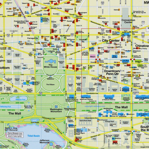 Washington DC City Center Foldout Travel Map | Red Maps