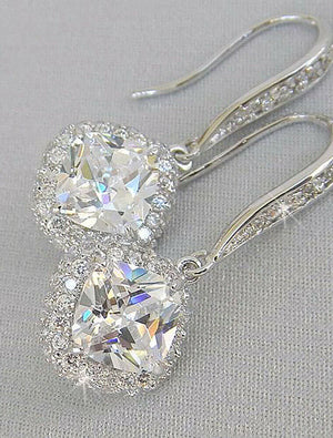 Wholesale Women's Zircon Earrings Fine Jewelry Classic Precious Stylish Simple Earrings Jewelry White For Wedding Party 1 Pair - TingPo Dresses Wholesale