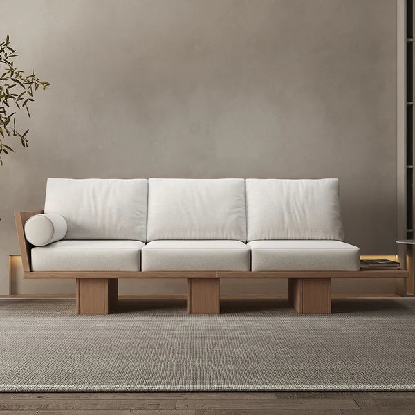 Japandi Solid Wood Minimalism Rattan Back Support Sofa Bed – SPS