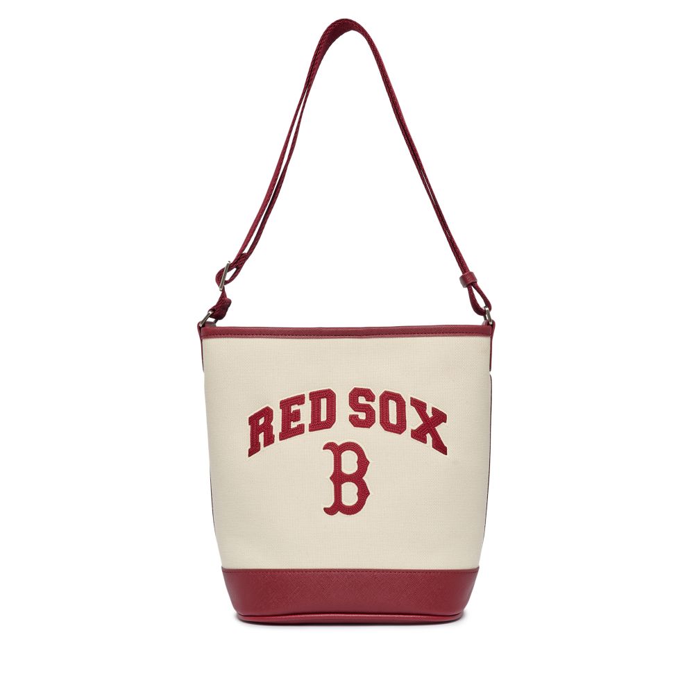 MLB Basic Canvas Vertical Tote Bag Boston Redsox Cream