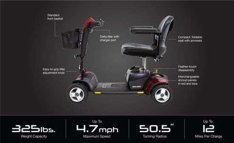 Pride Go Go Sport 4-Wheel Mobility Scooter Features