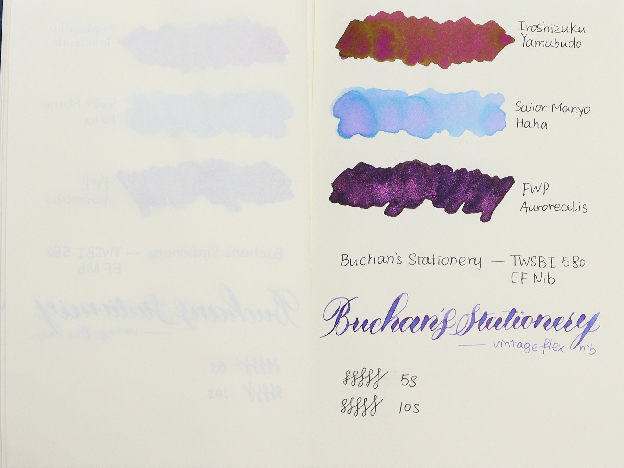 Midori MD Paper Notebook Review Ink Swatches Test Best Fountain Pen Friendly Paper - Buchan's Kerrisdale Stationery Store
