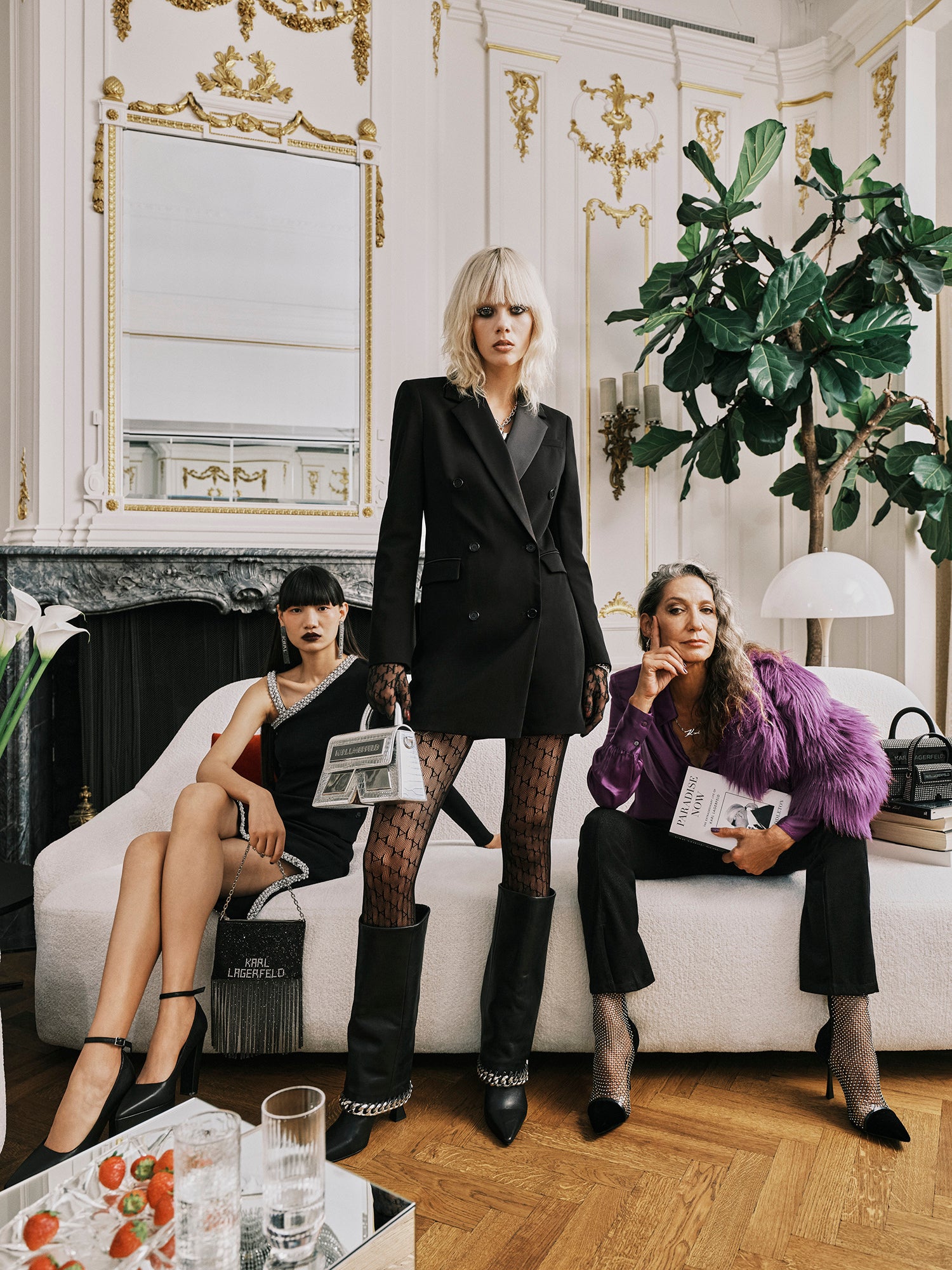 female models posing on Saint Guillaume sofa