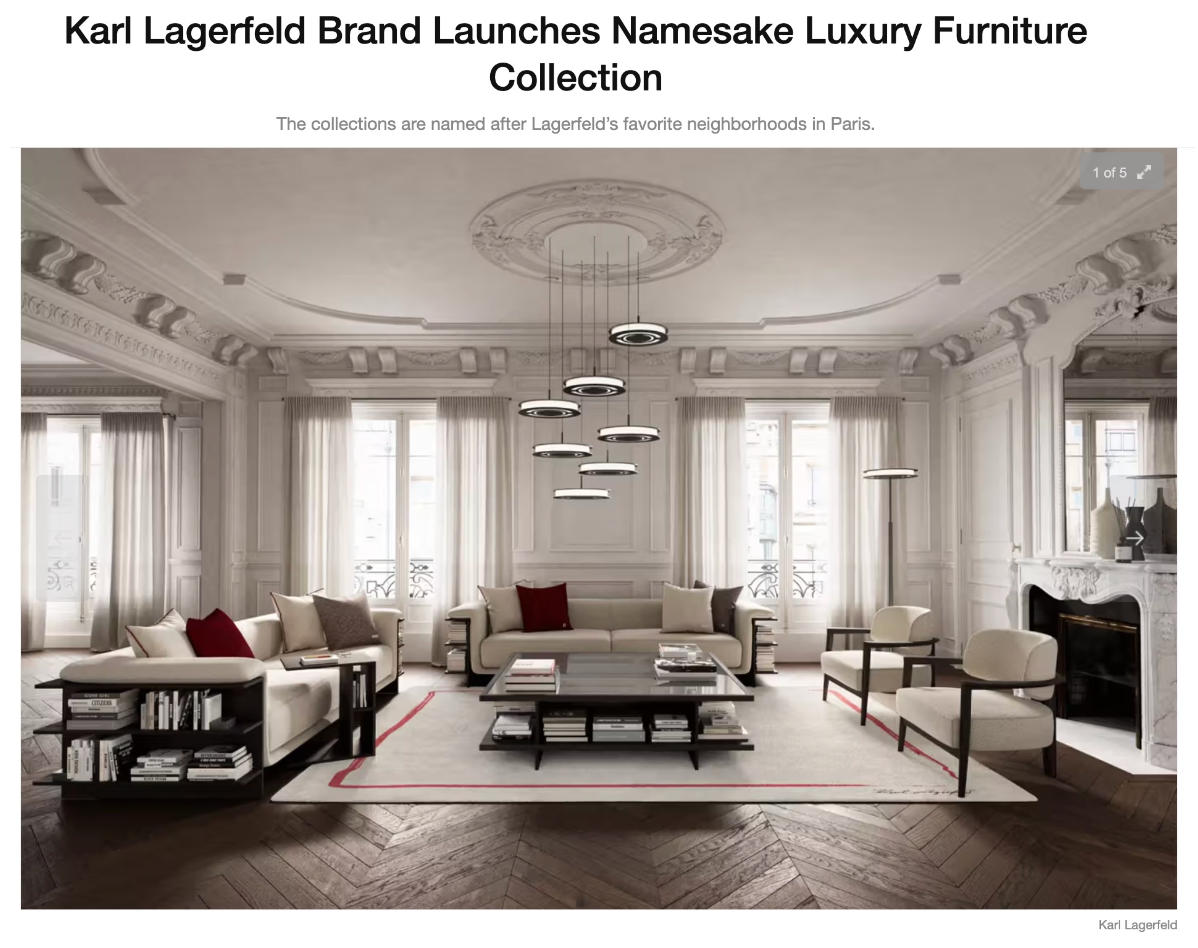 Hypebeast magazine features the launch of KARL LAGERFELD MAISON first interior design collection