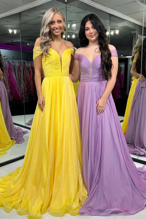 Chiffon A-Line Off-Shoulder Empire Party Prom Dress - Joyofdress