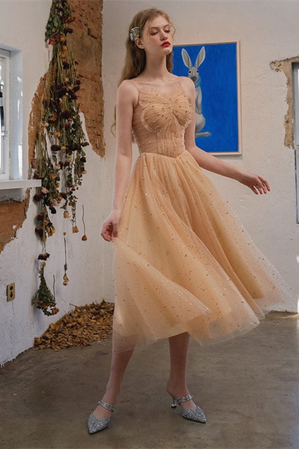Princess Gold Tulle Party Dress – Joyofdress