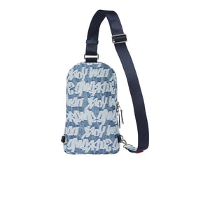 SUPREME FAT TIP JACQUARD DENIM SLING BAG BLUE SS22