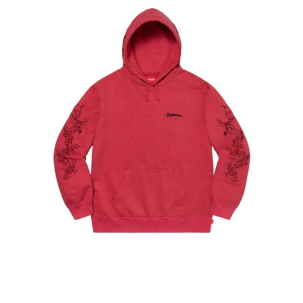 SUPREME DRAGON OVERDYED HOODED SWEATSHIRT RED SS20 - Stay Fresh