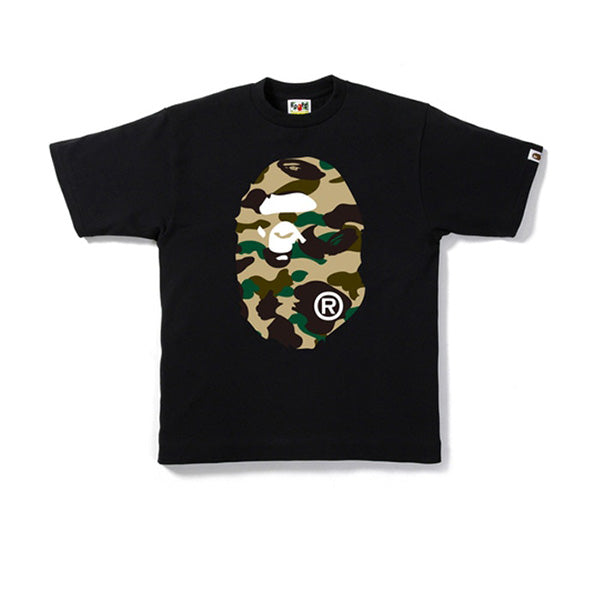 BAPE 1ST CAMO BIG APE HEAD TEE BLACK YELLOW - Stay Fresh