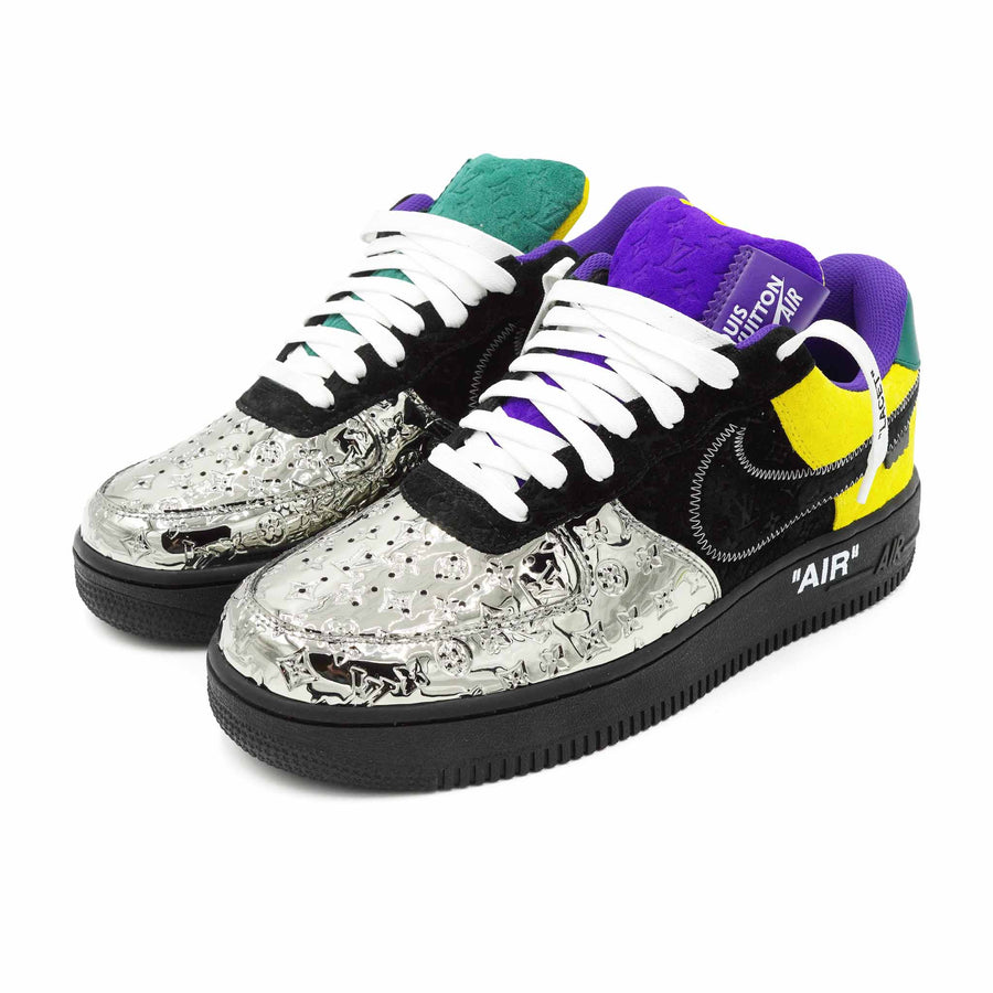 Nike Louis Vuitton Air Force 1 Low Virgil Abloh - Purple DUSK/METALLIC Silver Shoes - Size 18 - Met Silver / Black-Dark Purple D