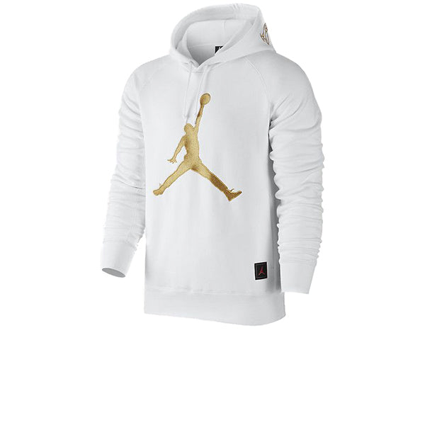 white and gold jordan hoodie