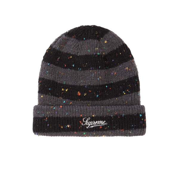 SUPREME STRIPE SPECKLE BEANIE BLACK FW19