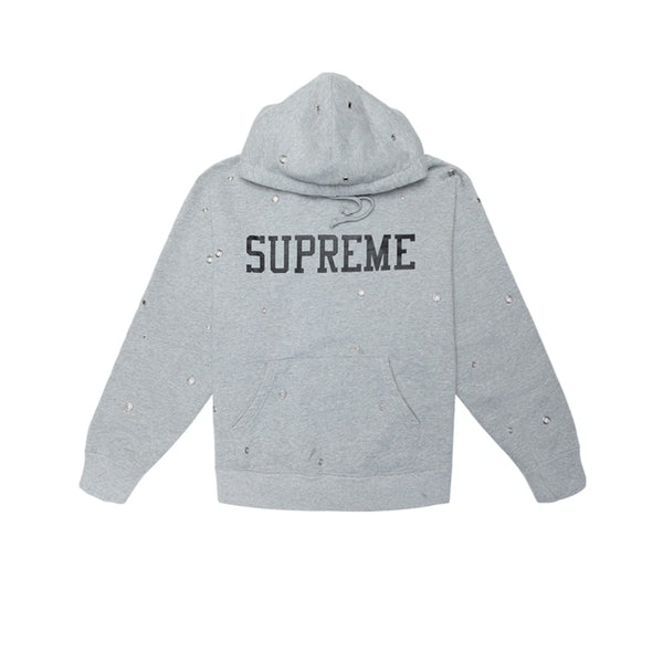 SUPREME EYELET HOODED SWEATSHIRT HEATHER GREY SS20 - Stay Fresh