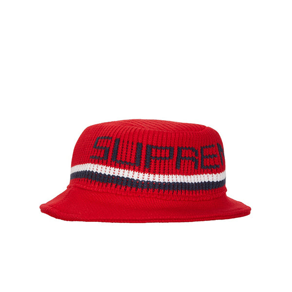 NWT Supreme NY Webbing Logo Bucket Hat Crusher Red Men's S/M DS FW22  AUTHENTIC