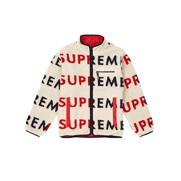 SUPREME REVERSIBLE LOGO FLEECE JACKET NATURAL FW18