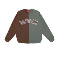 SUPREME SPLIT CREWNECK SWEATSHIRT BROWN FW18 - Stay Fresh