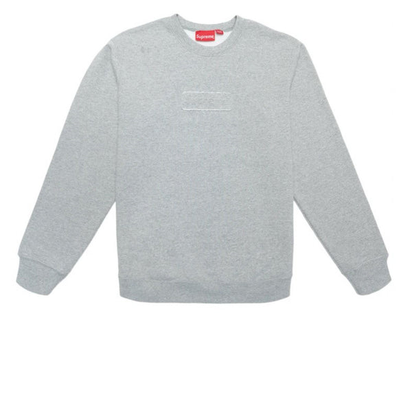 SUPREME CUTOUT LOGO CREWNECK HEATHER GREY SS20