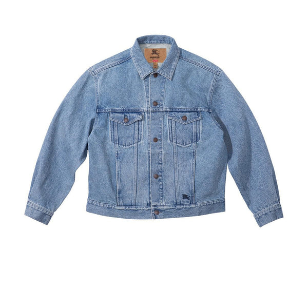 SUPREME X BURBERRY DENIM TRUCKER JACKET WASHED BLUE SS22