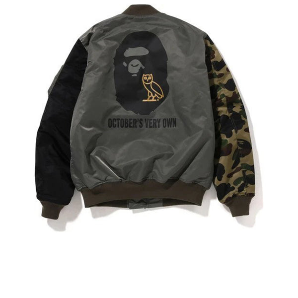 BAPE X OVO LOOSE FIT MA-1 JACKET OLIVE DRAB FW22 - Stay Fresh