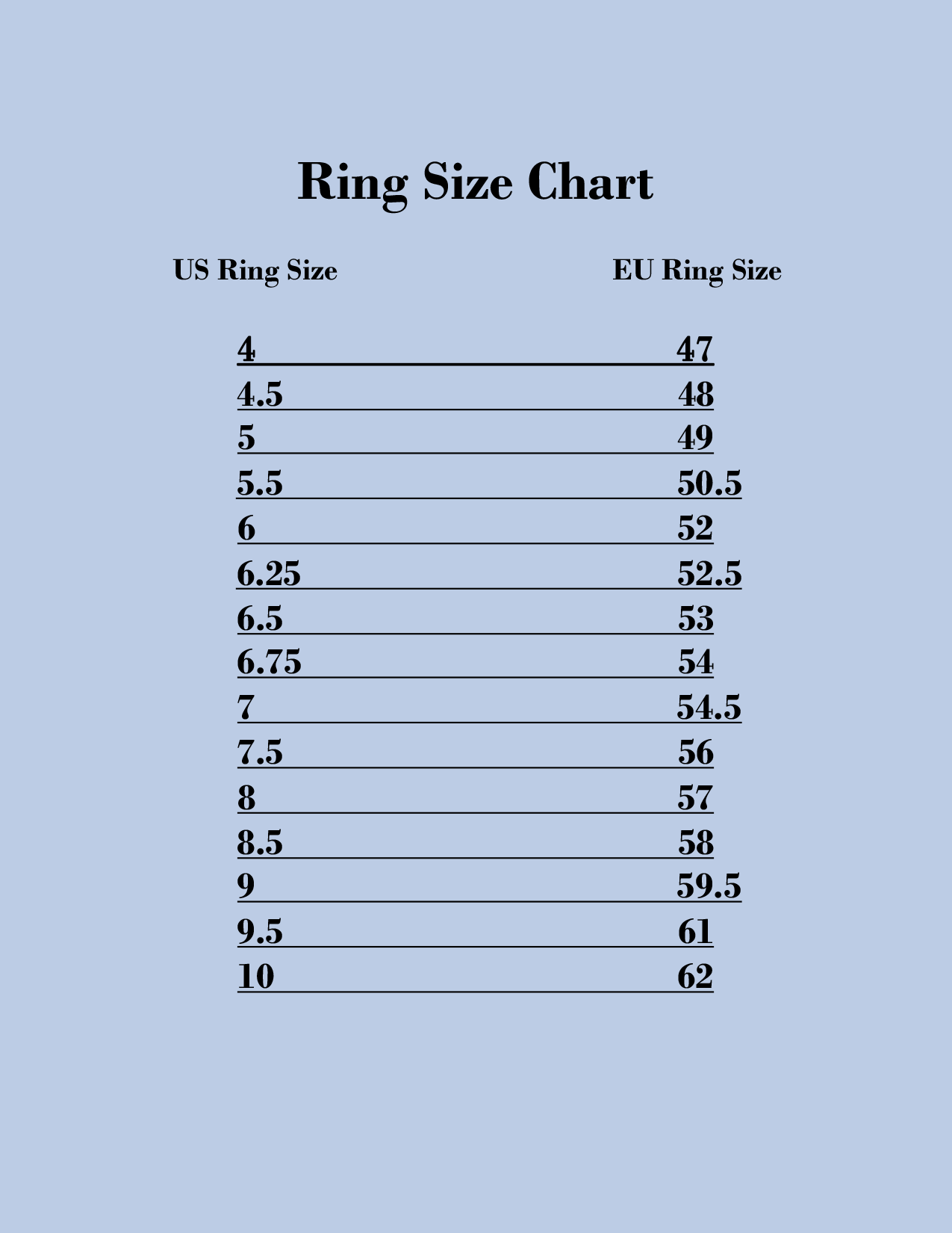 Ring Size chart – Montaigne Diamonds