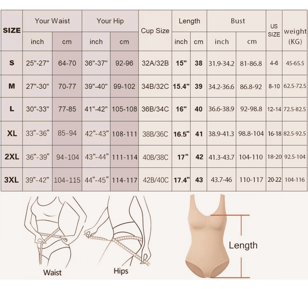 Size chart - Snatched body