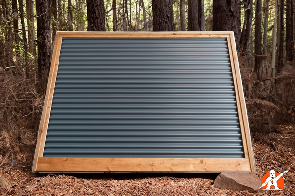 The Redwood - corrugated metal fence panel framed in Western Red Cedar