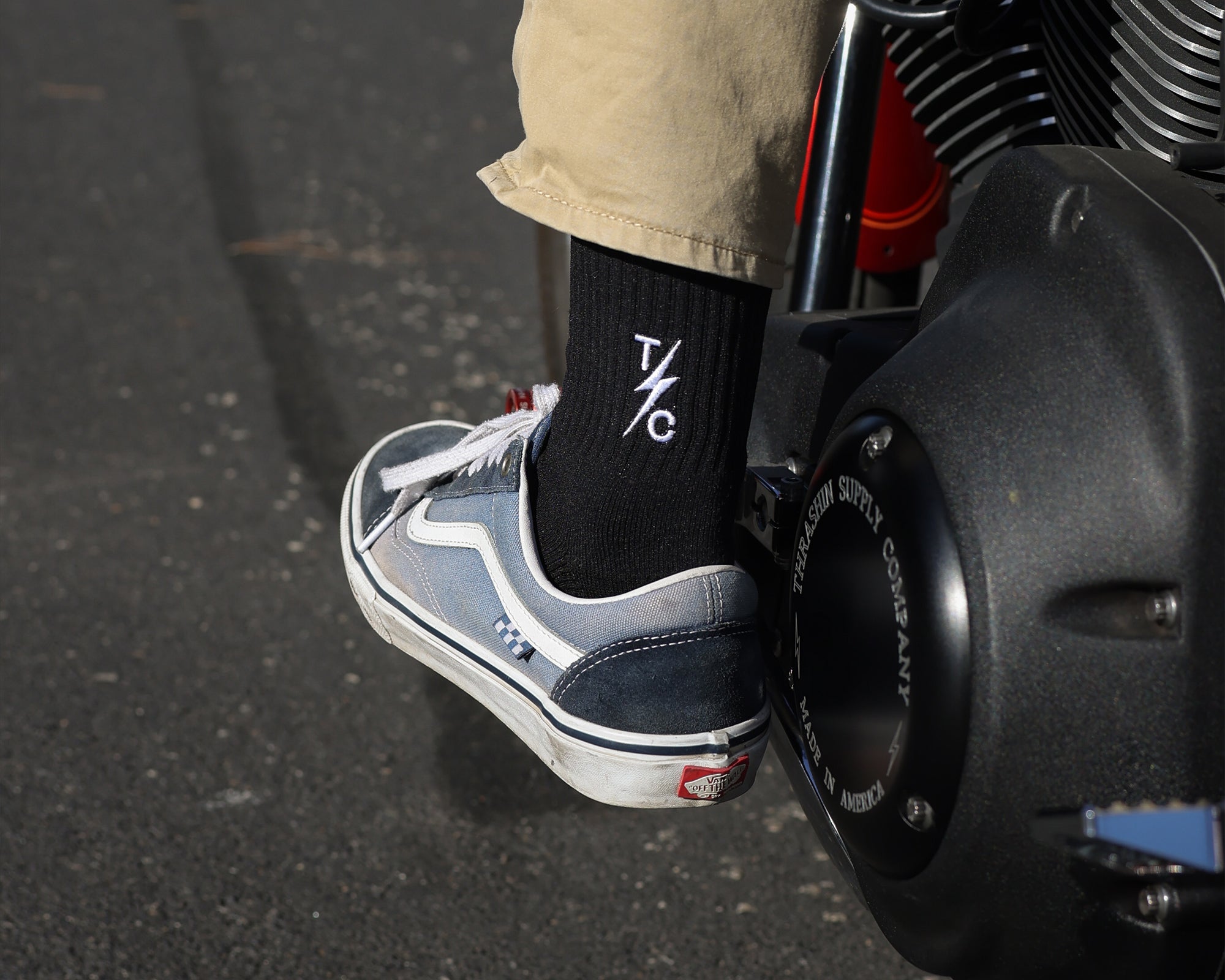 Thrashin Supply Co. Black Striped Crew Socks