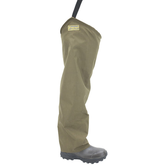 Frogg Toggs Mens Khaki Bull Frogg 3-Ply Canvas Felt Hip Waders