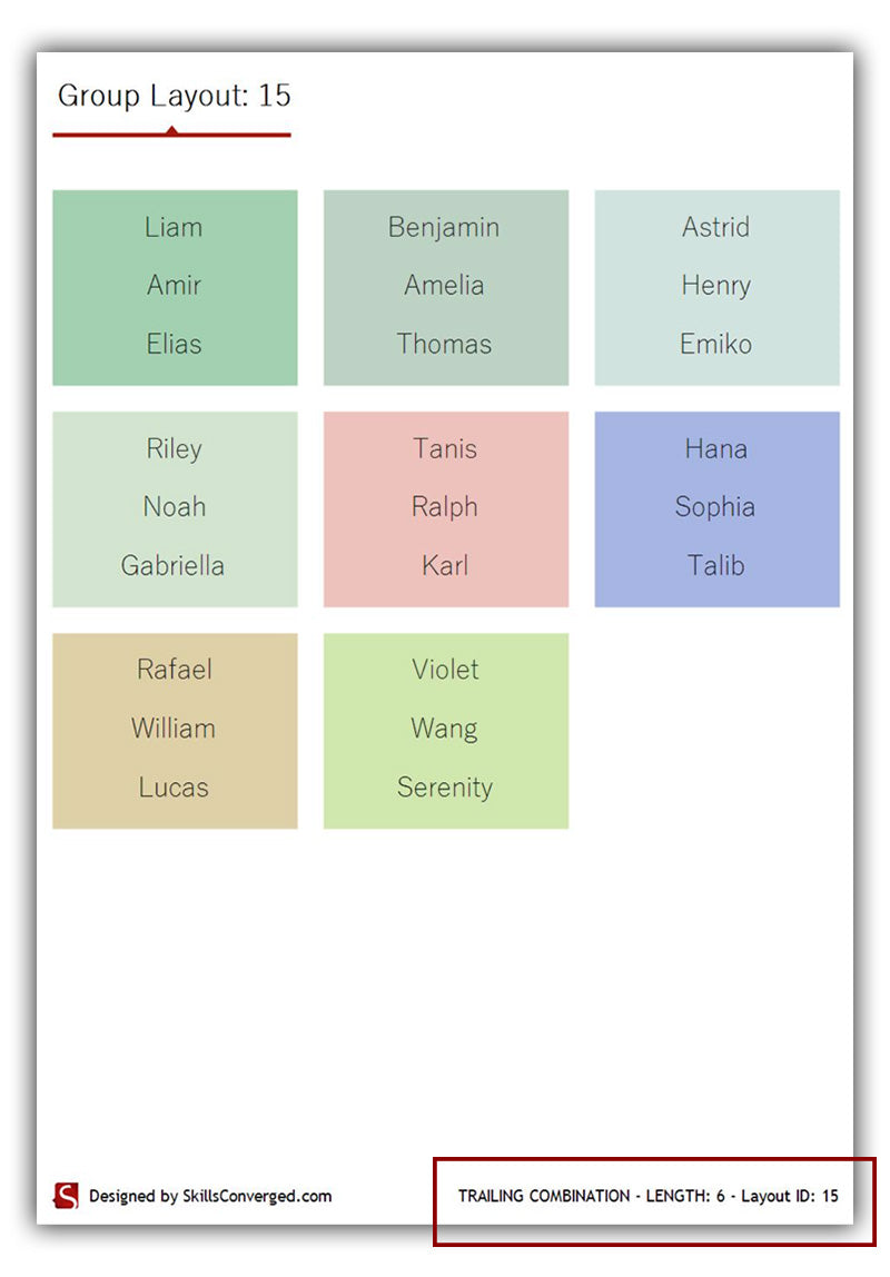 Random Group Maker Trailing Combinations Example