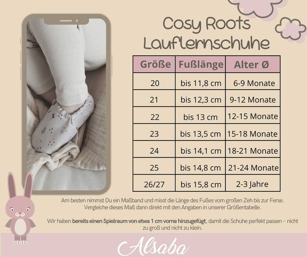 Cosy Roots Groessentabelle