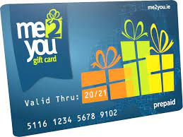 Me2You Gift Card standing upright at an angle.
