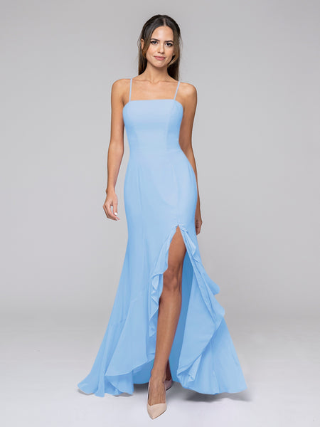 Sky blue chiffon bridesmaid dresses