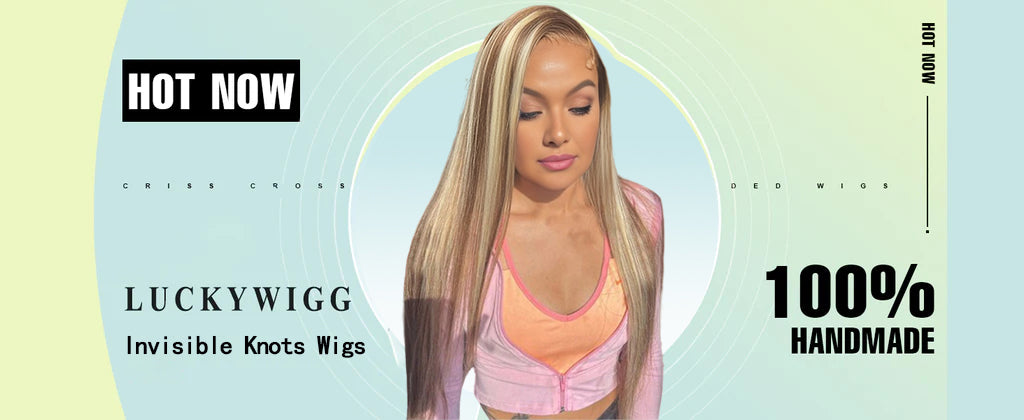 Invisible Knots P4/613 Brown With Blonde Highlighted Glueless Human Hair Wig Straight Hair Wigs