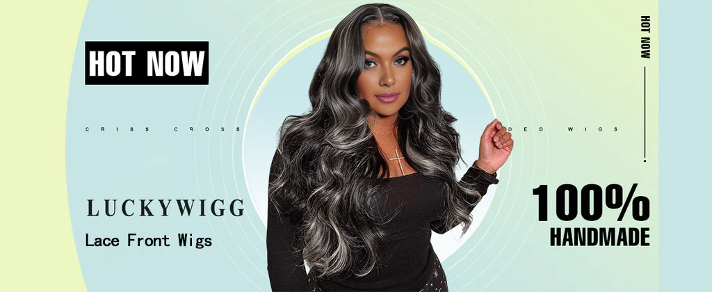 Grey Highlights Body Wave Human Hair Lace Front Wigs 13x4 Lace Frontal Wig