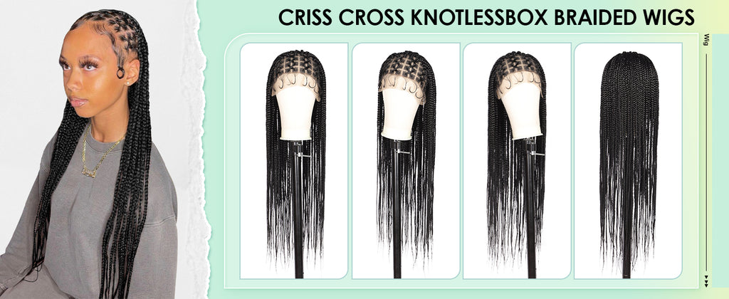 36 Inch Knotless Full Double Lace Box Braided Wigs