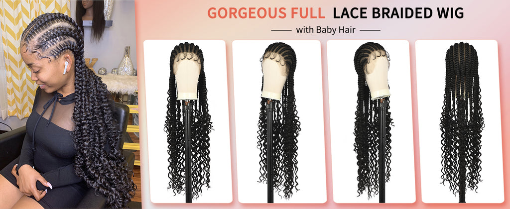 32 INCH Full Double Lace Braided Wigs