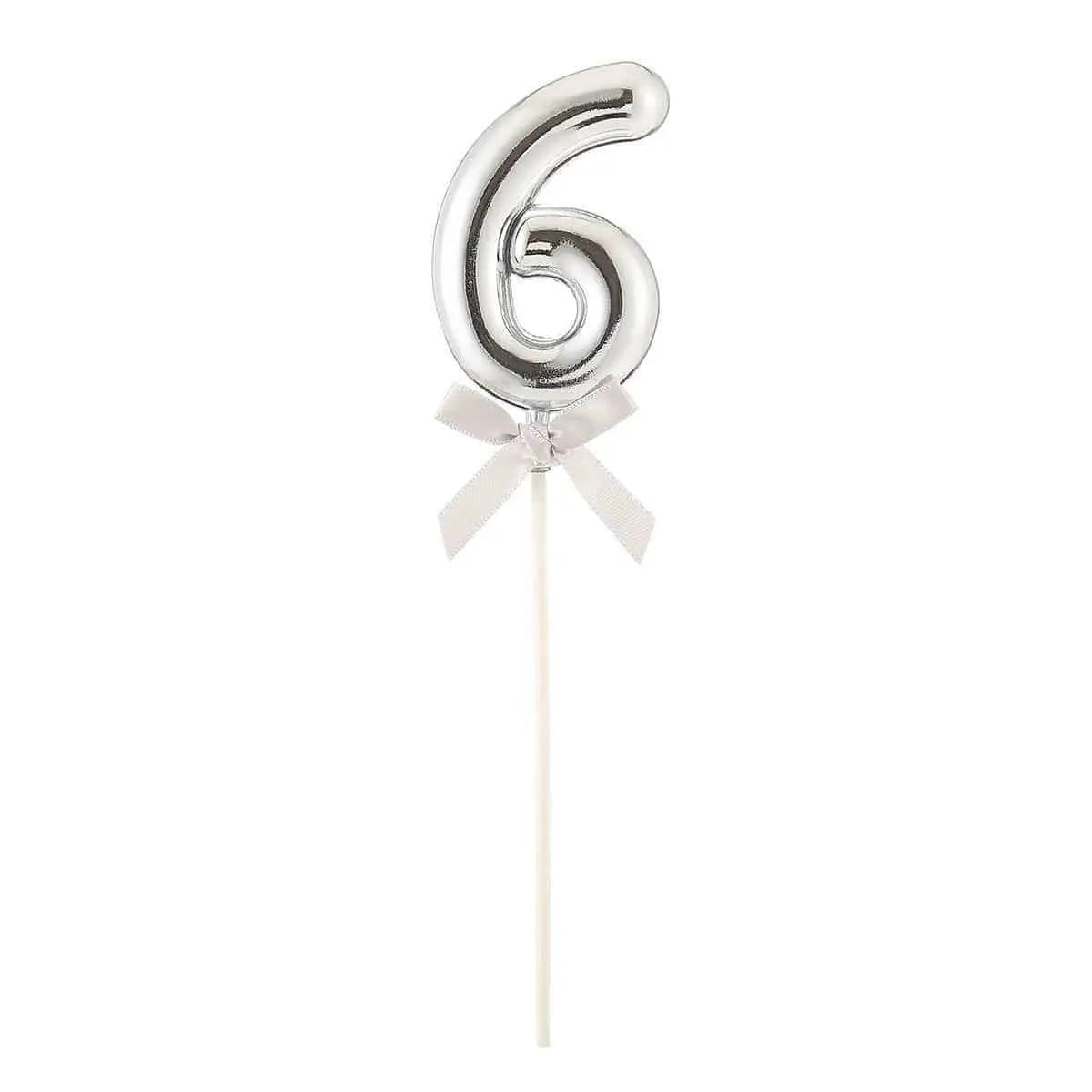 Cake Topper Number '6' - Silver