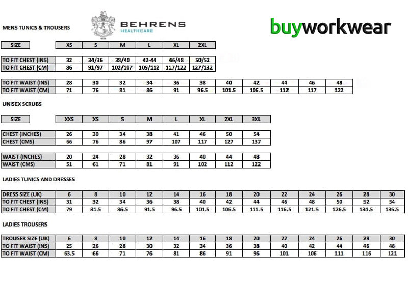 Behrens Size Guide – Buyworkwear
