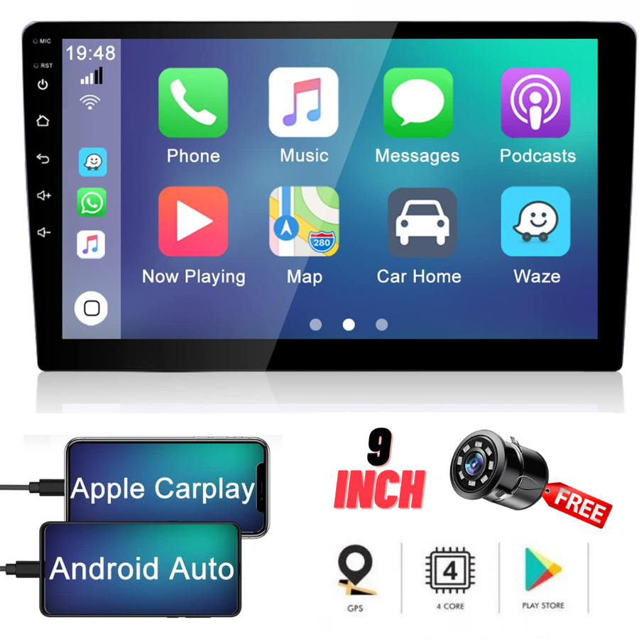 9 Inch Android Stereo with QLED Display | CarPlay & Android Auto (2GB/ –  Car Accessories By Master