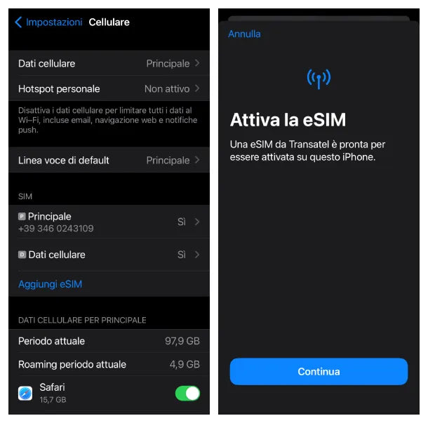 Come impostare eSim