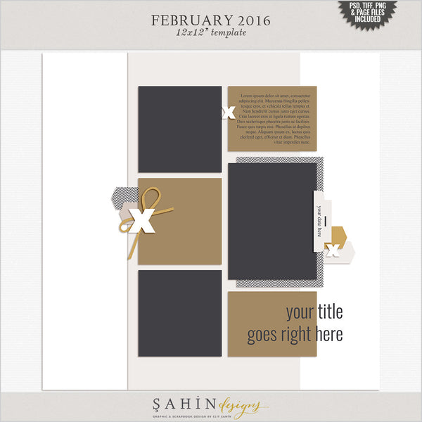 Free February Digital Scrapbook Template/Sketch | Sahin Designs