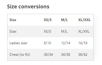 Size chart