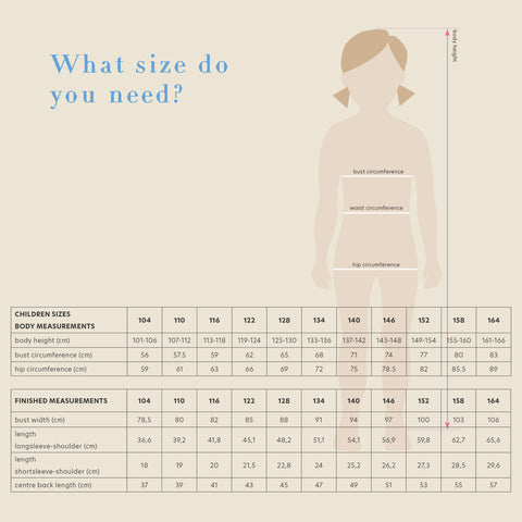 size chart smile jumper and t-shirt