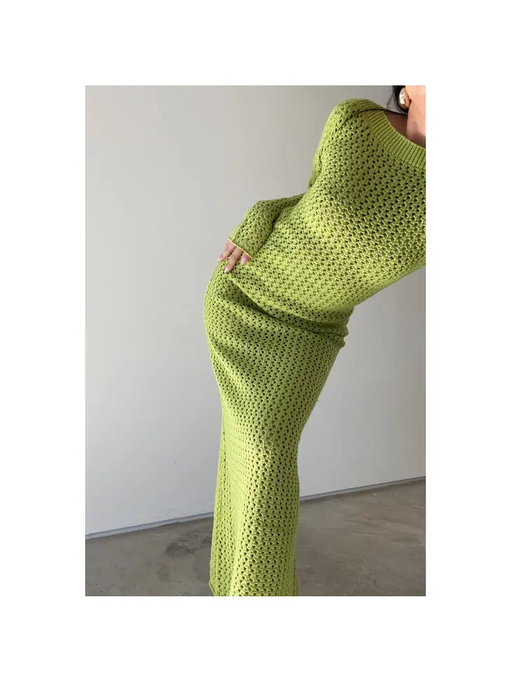 KARINA CROCHET DRESS- GREEN
