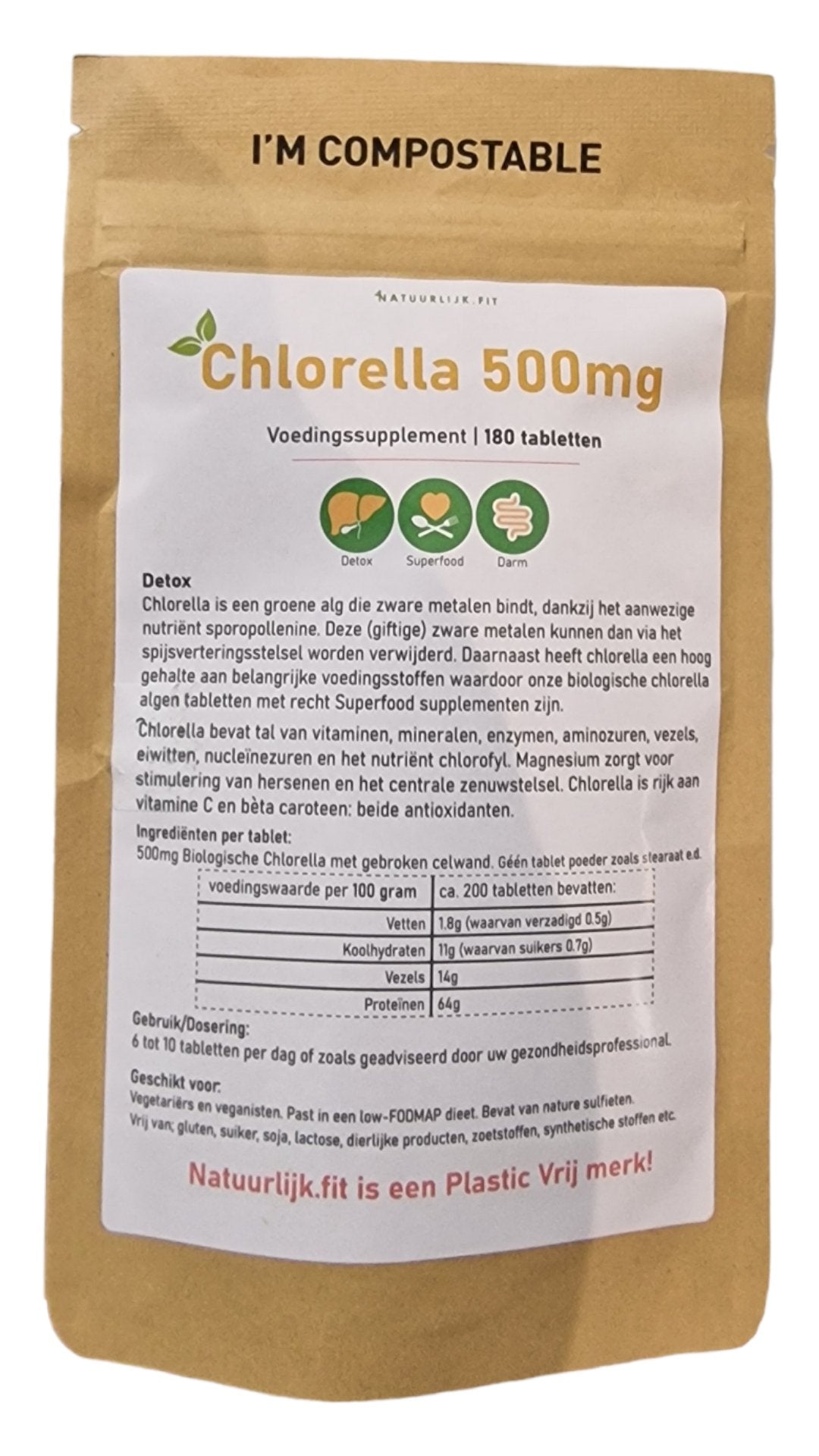 Chlorella 500mg Biologisch - Natuurlijk.fit