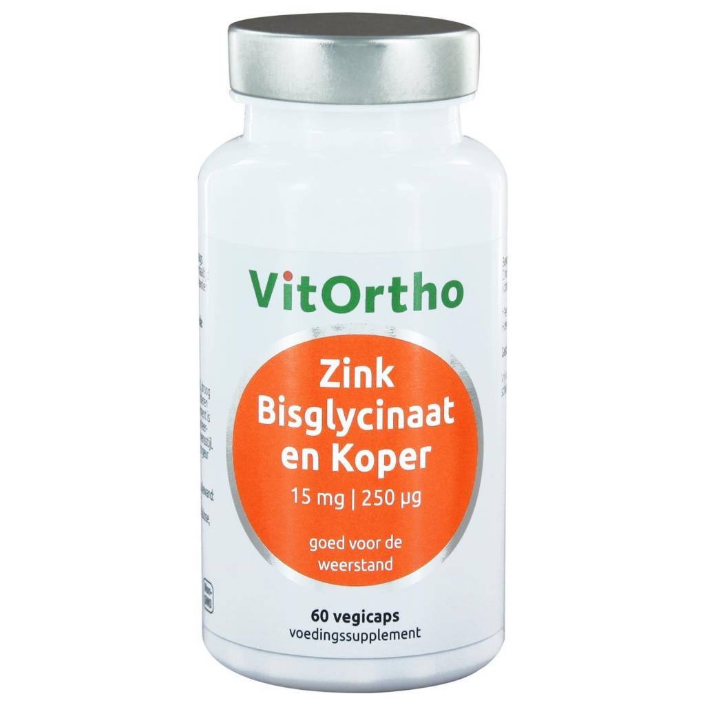 Zink Bisglycinaat 15 mg en Koper 250 μg - VitOrtho