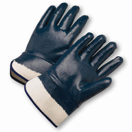 GLOVE NITRILE LARGE NAVY FULLY COATED SMOOTH FINISH JERSEY LINED SAFETY CUFF