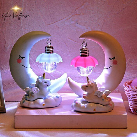 veilleuse licorne bleu ou rose lampe de chevet  pour les enfants veilleuse bébé