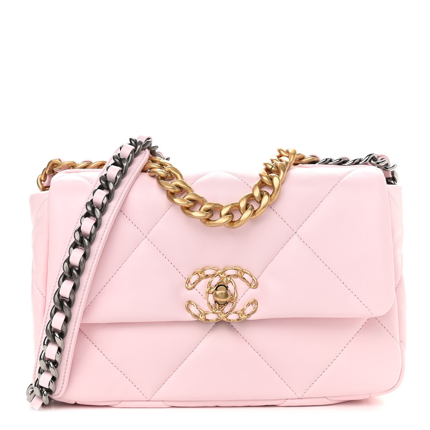 CHANEL Metallic Calfskin Quilted Small Chanel 22 Pink 1193458